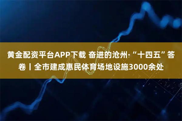 黄金配资平台APP下载 奋进的沧州·“十四五”答卷丨全市建成惠民体育场地设施3000余处